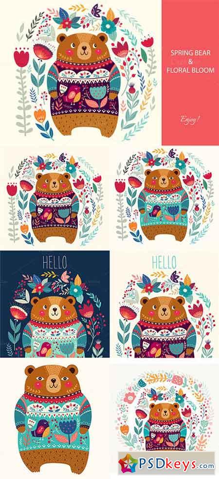 Spring bear and floral bloom 613738