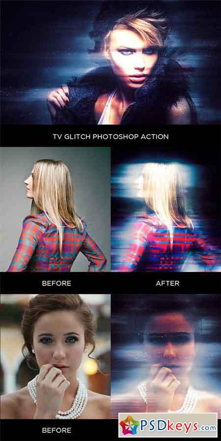 TV Glitch Photoshop Action 579094
