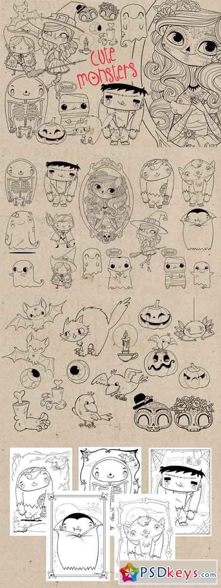 Cute monsters stamp bundle 720604