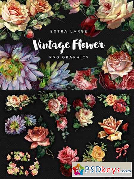 Large Vintage Flower Graphics No. 1 637648