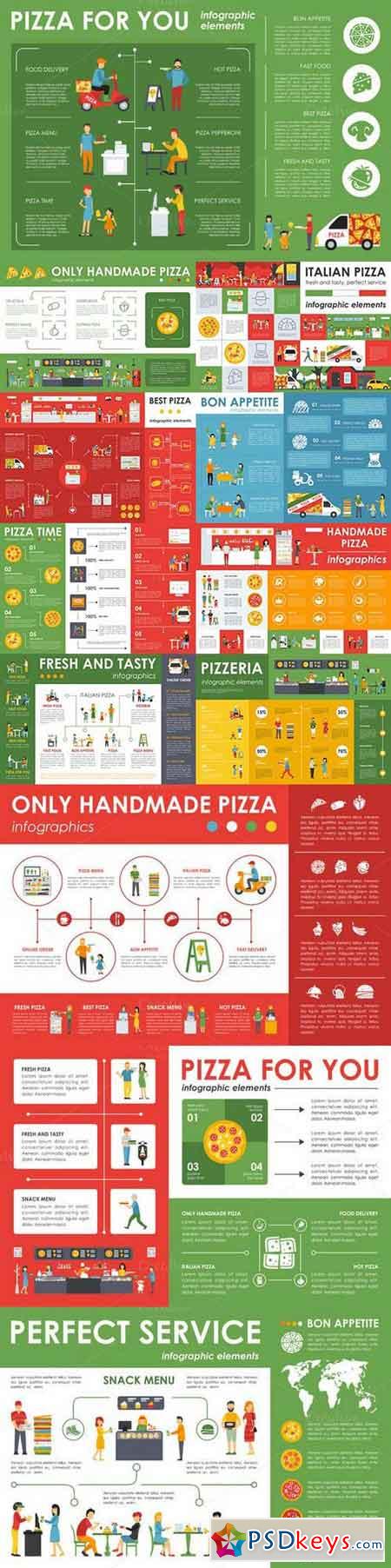 12 Pizzeria Flat Infographics 694020