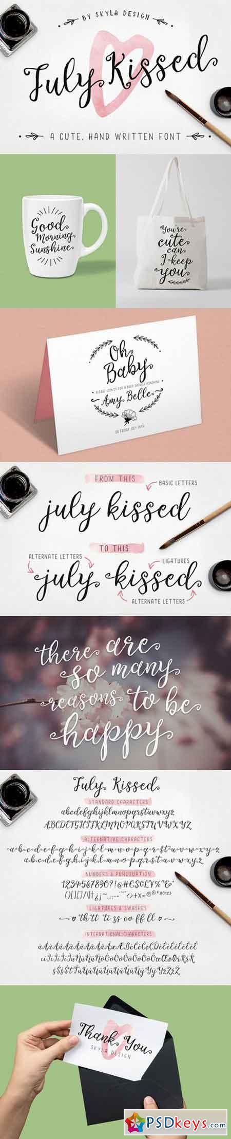 Cute, handwritten font - July Kissed 734370