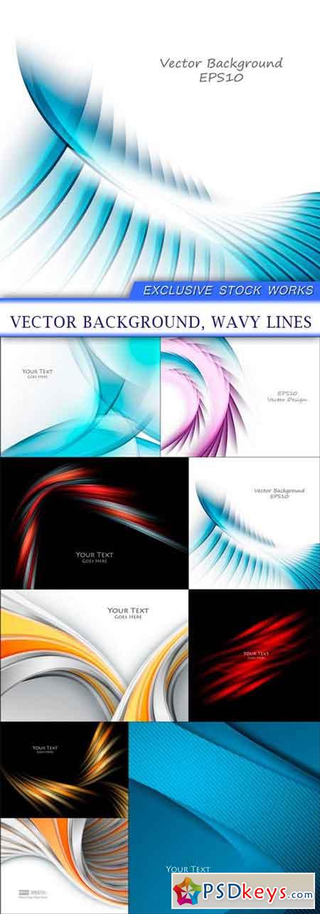 Vector background, wavy lines 9X EPS