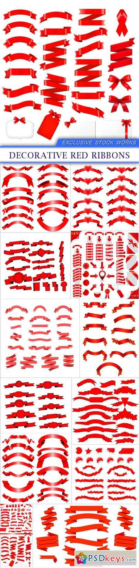 Decorative red ribbons 13x EPS