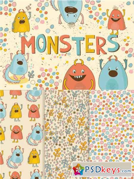 Cute Little Monsters(vector,jpg,png) 640055