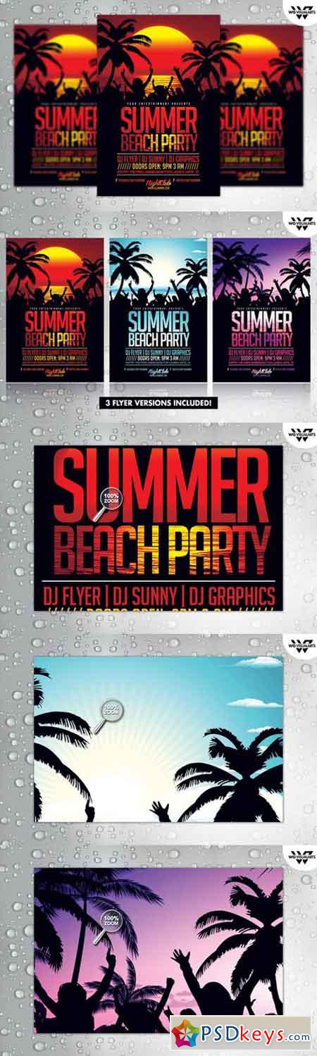 3in1 SUMMER BEACH Flyer Template 249176