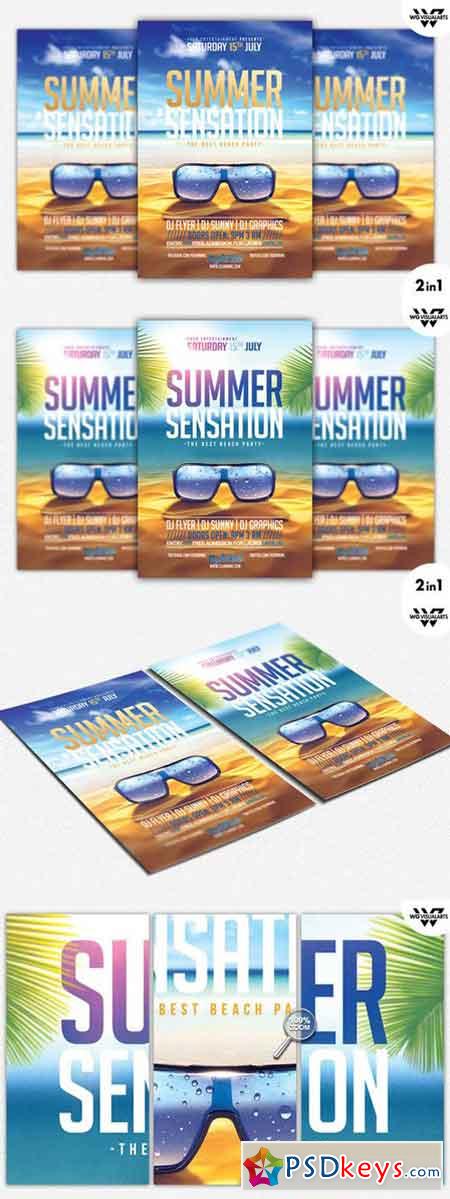 2in1 SUMMER BEACH Flyer Template 293976
