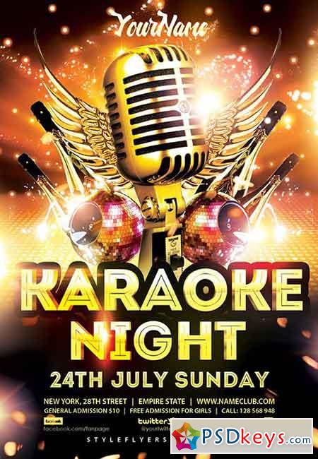Karaoke Night PSD Flyer Template + Facebook Cover
