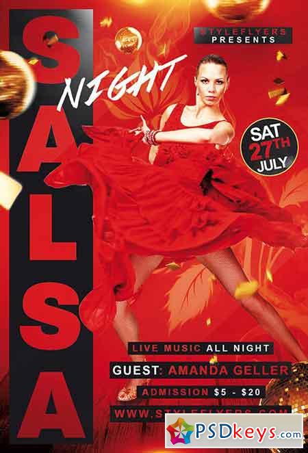 Salsa Night PSD Flyer Template + Facebook Cover