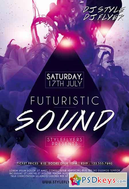 Futuristic Sound PSD Flyer Template + Facebook Cover