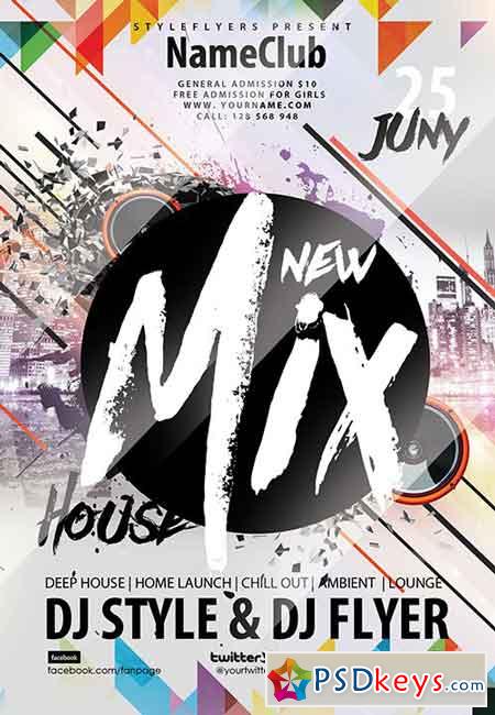 New Mix House Flyer PSD Flyer Template + Facebook Cover
