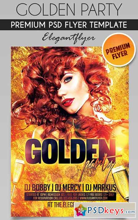 Golden Party  Flyer PSD Template + Facebook Cover