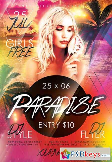Paradise PSD Flyer Template + Facebook Cover