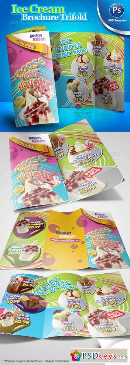 Ice Cream Brochure Trifold PSD Template 241535