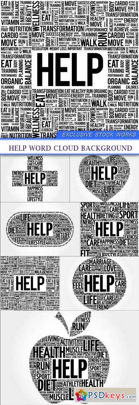 HELP word cloud background 7X EPS
