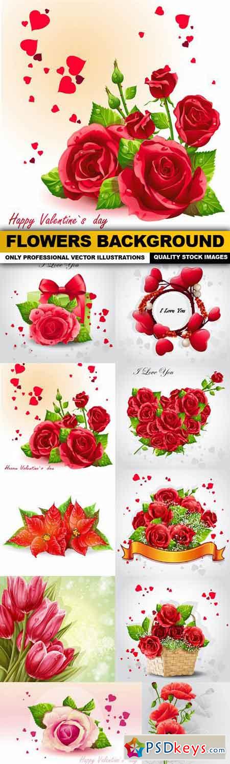Flowers Background - 10 Vector