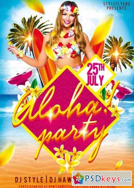 Aloha Party V1 PSD Flyer Template