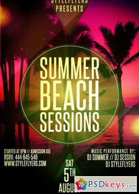 Summer Beach Sessions PSD Flyer Template
