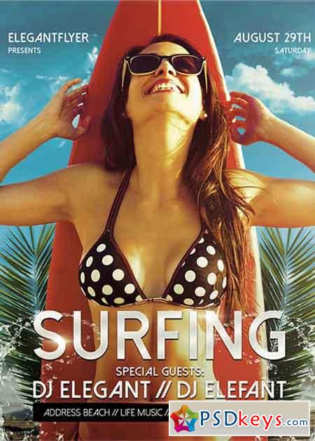 Surfing Flyer PSD Template + Facebook Cover