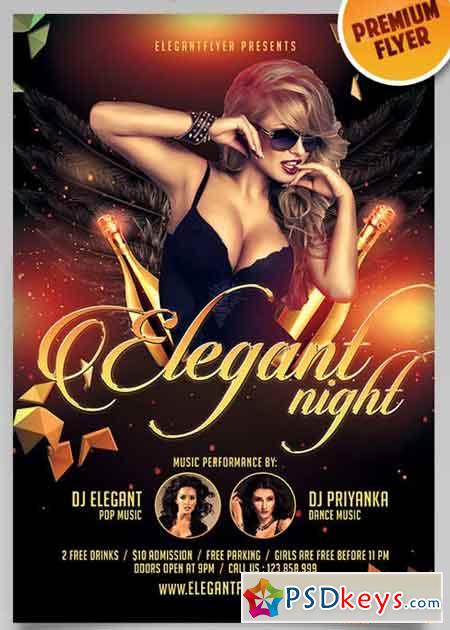 Elegant Flyer Night V1 Flyer PSD Template + Facebook Cover