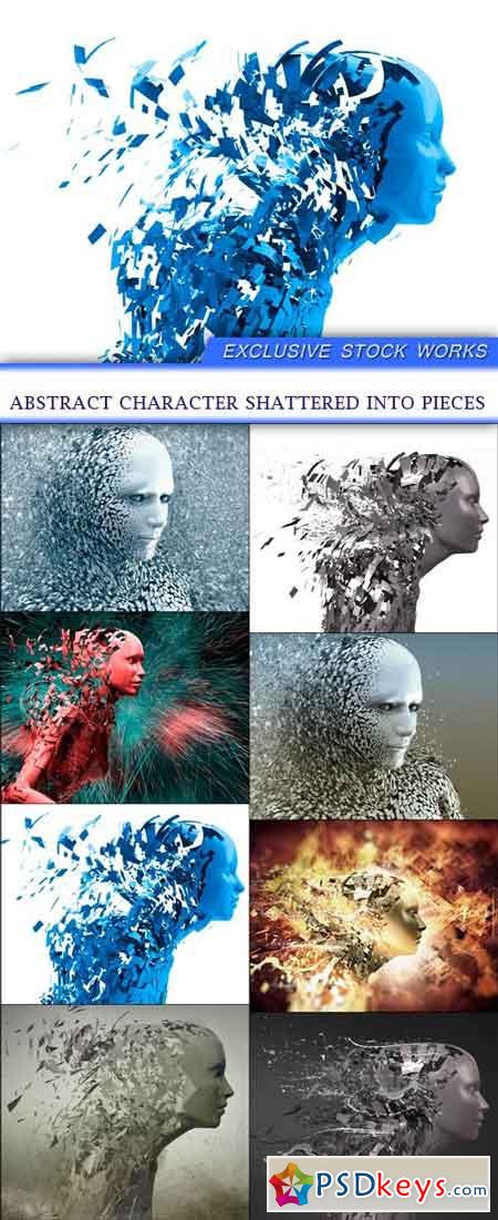 Abstract character shattered into pieces 8X JPEG