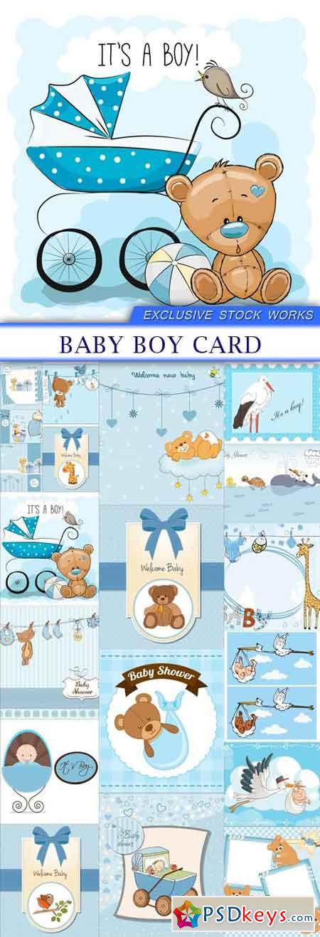 Baby boy card 19X EPS » Free Download Photoshop Vector ...