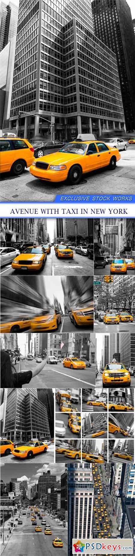 Avenue with taxi in New York 10X JPEG