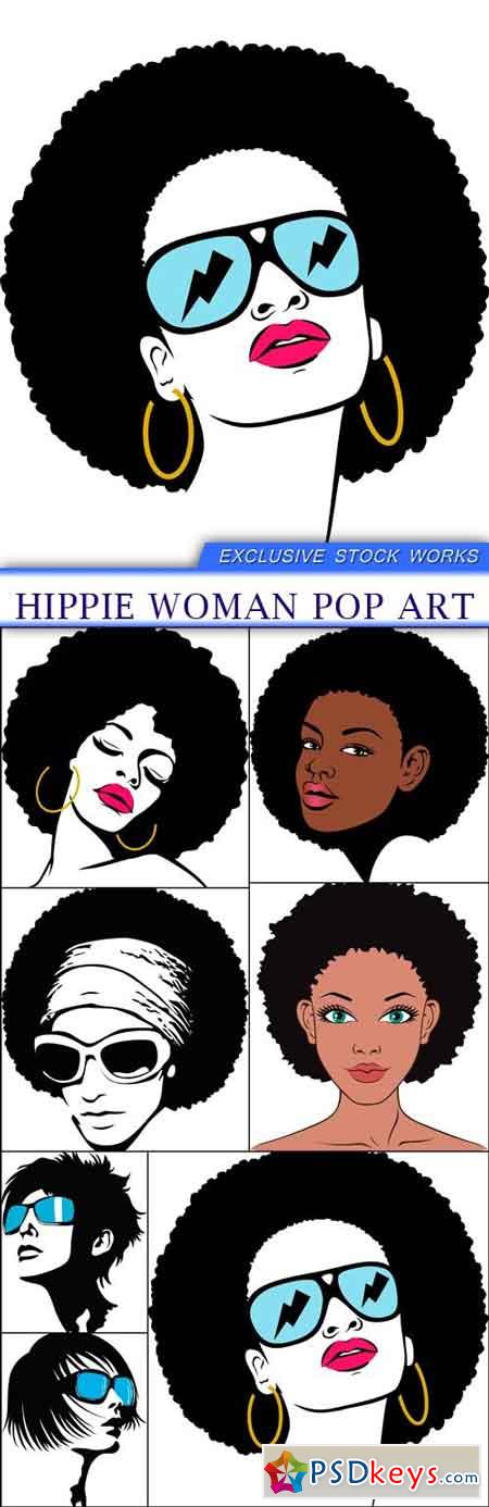 Hippie woman pop art 7X EPS