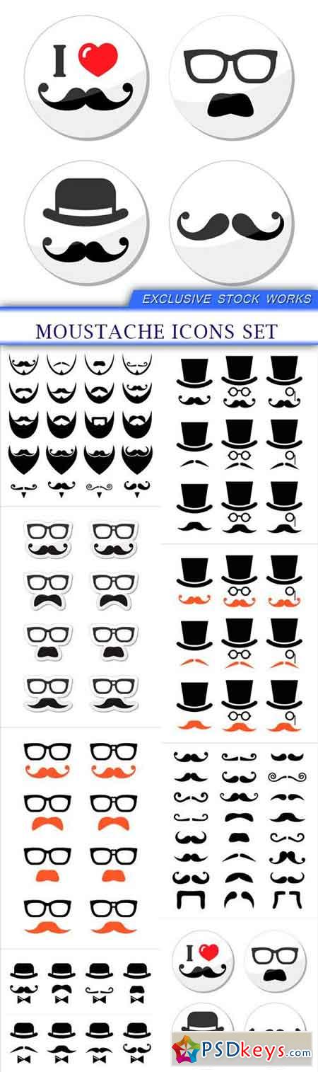Moustache icons set 8X EPS