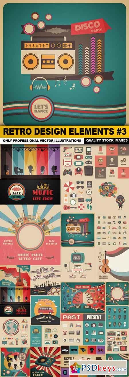 Retro Design Elements #3 - 25 Vector