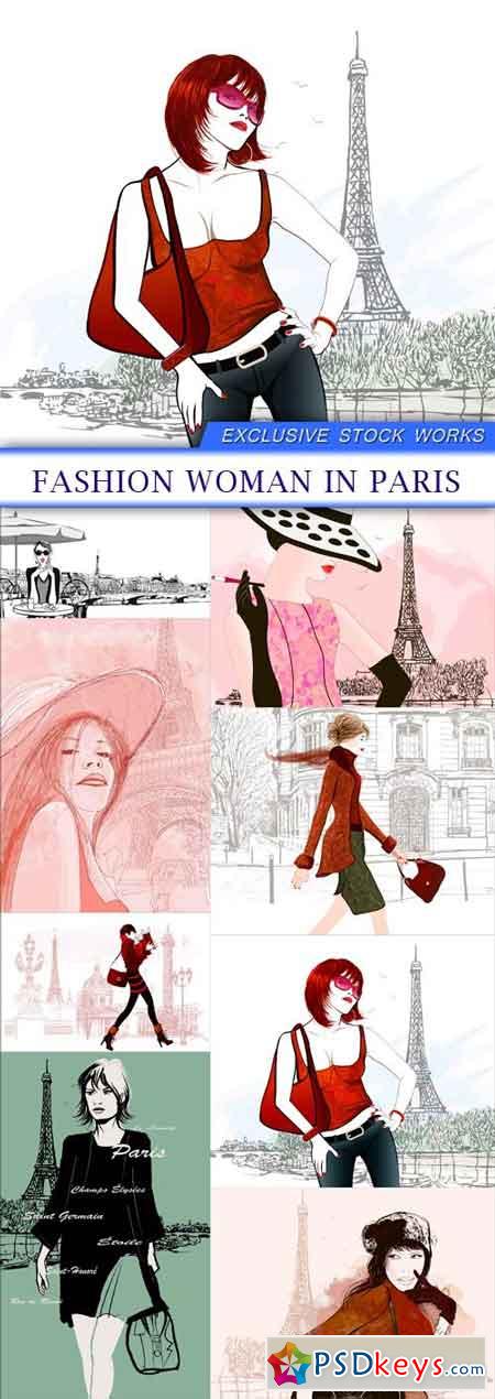 Fashion woman in Paris 8X EPS