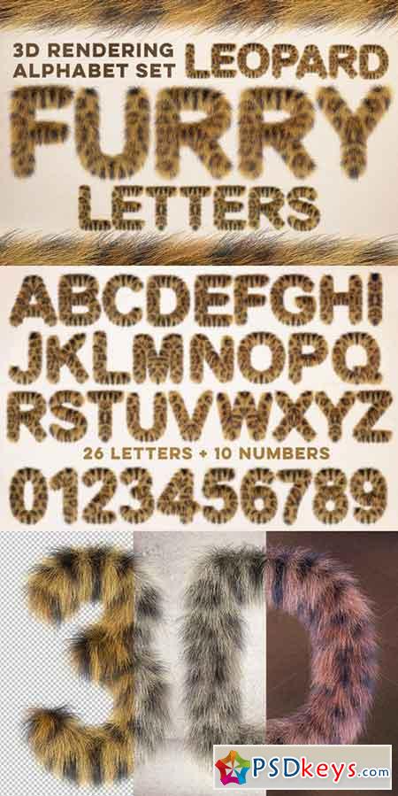 3D Leopard Furry Letters Pack 739086
