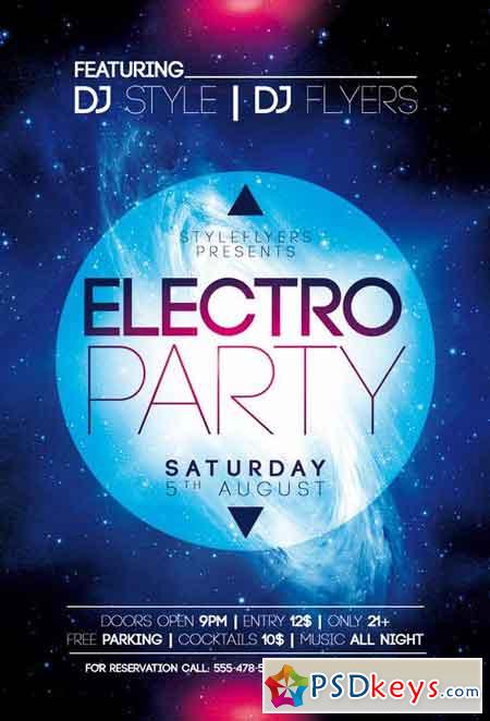 Electro Party PSD Flyer Template + Facebook Cover