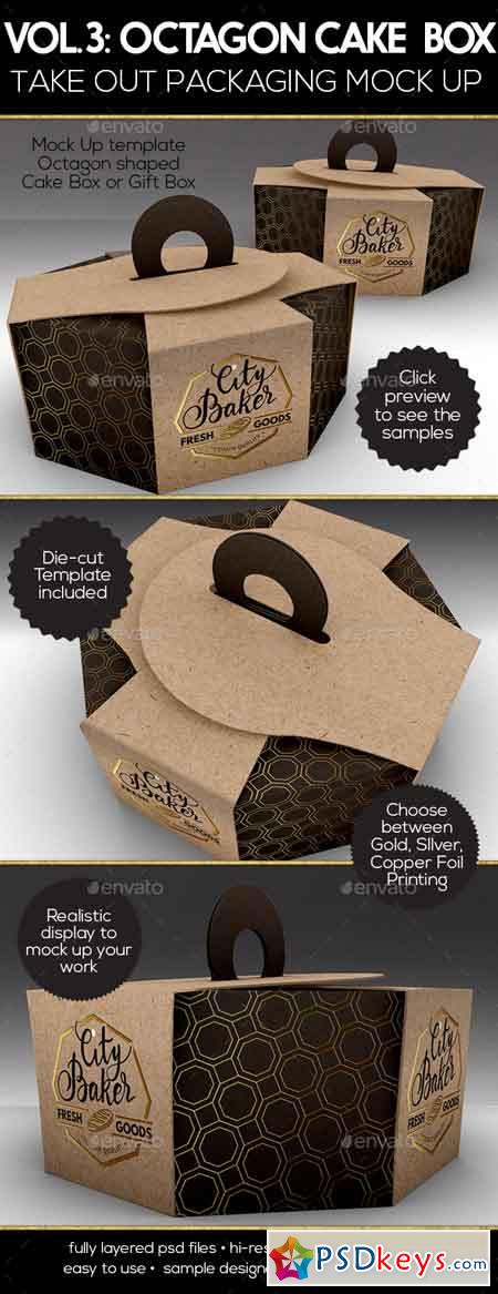 Packaging Mock Up Octagon Cake or Pastry Take Out Boxes VOL.3 16825782