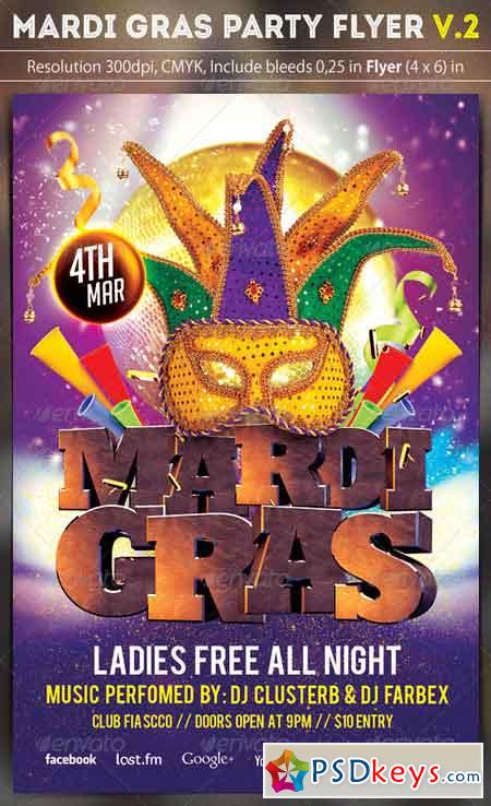 Mardi Gras Party Flyer v.2 6753495