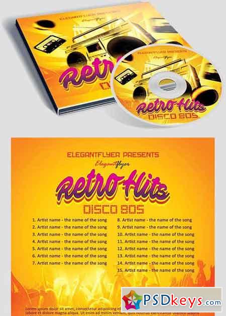 Retro Hits CD Cover PSD Template