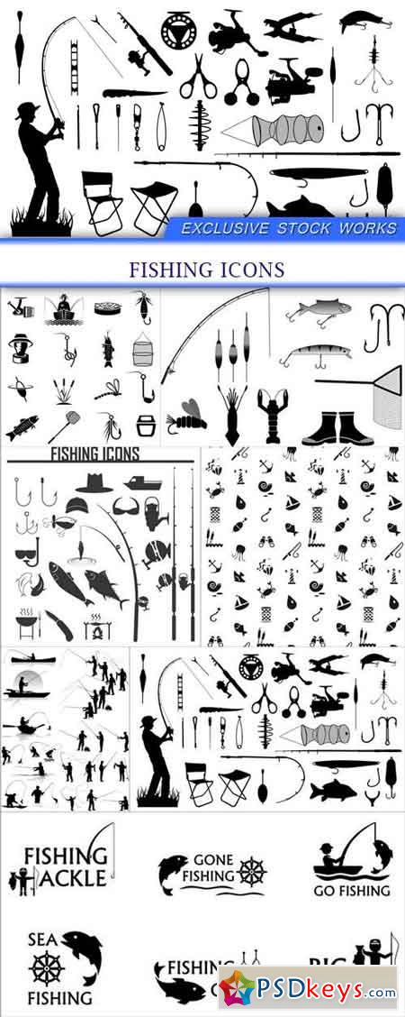 Fishing icons 7X EPS
