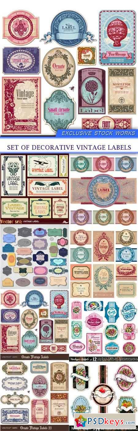 Set of decorative vintage labels 8X EPS