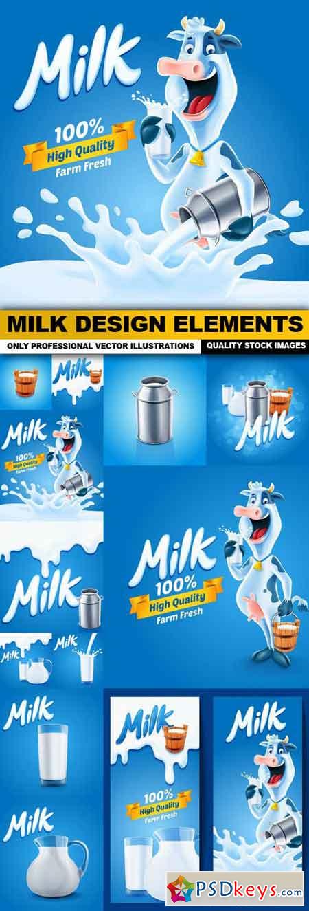 Milk Design Elements - 12 Vector