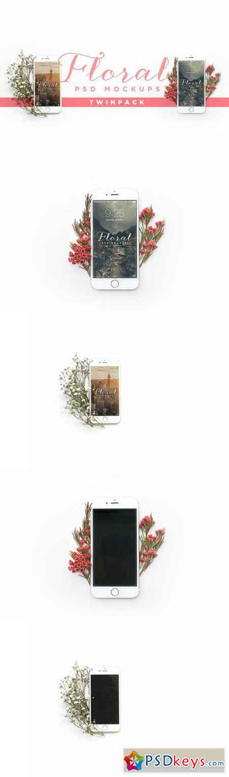 Floral iPhone Mockup Twin Pack 597314