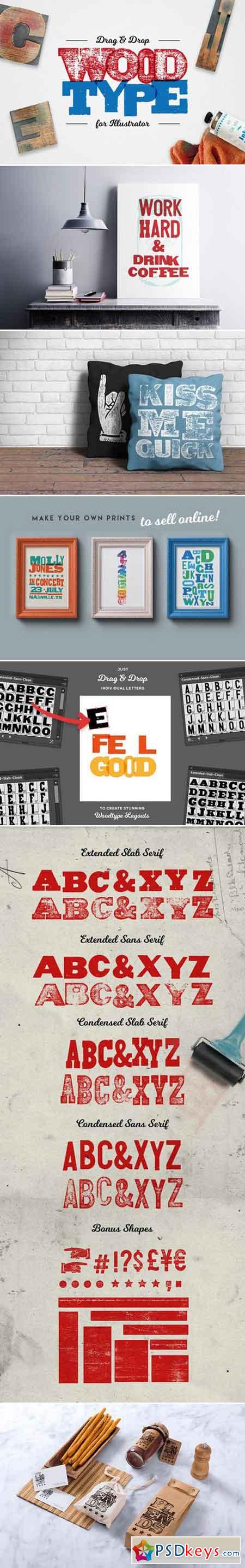 Drag & Drop WoodType for Illustrator 762525