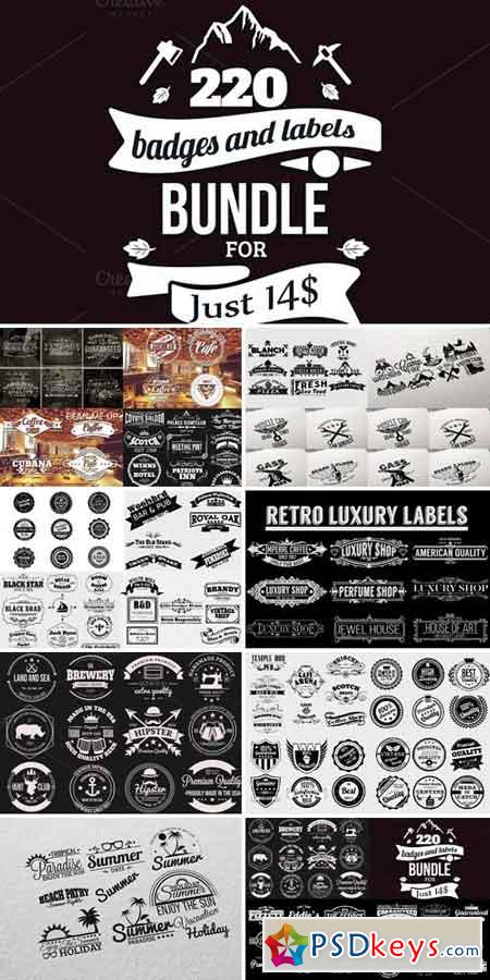 220 Retro Badges and Labels Bundle 498960