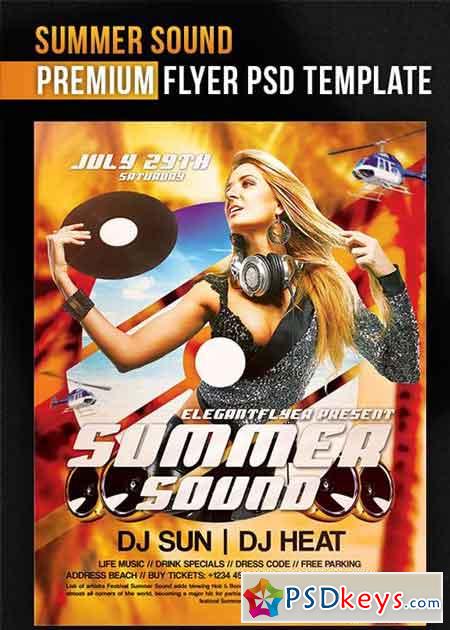 Summer Sound Flyer PSD Template + Facebook Cover