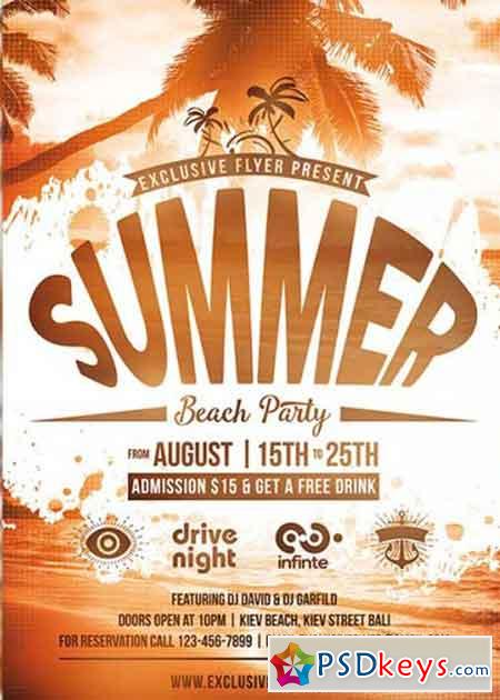 Summer Beach Party Vol.5 Premium Flyer Template + Facebook Cover