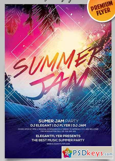Summer Jam Flyer PSD Template + Facebook Cover