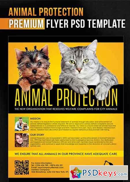 Animal Protection Flyer PSD Template + Facebook Cover