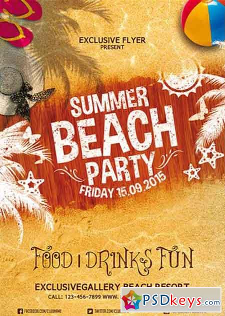 Summer Beach Party Vol.4 Premium Flyer Template + Facebook Cover
