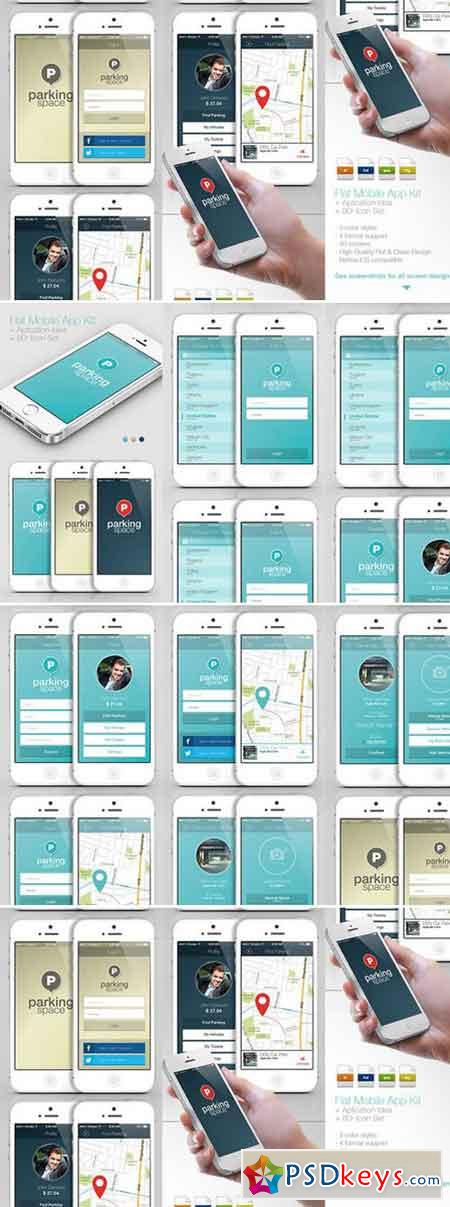 Flat Mobile App Kit App Idea 747124