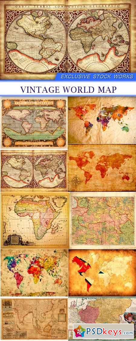 Vintage world map 10x JPEG