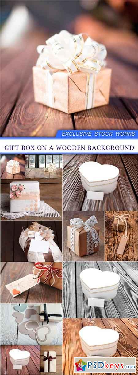 Gift box on a wooden background 13X JPEG